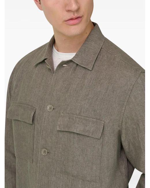 Boggi Gray Flap-Pocket Shirt Jacket for men