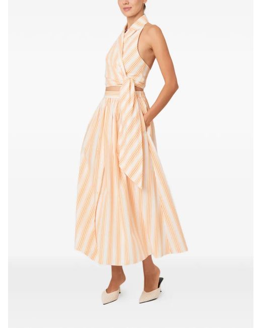 Rosie Assoulin Natural Striped Halter Top