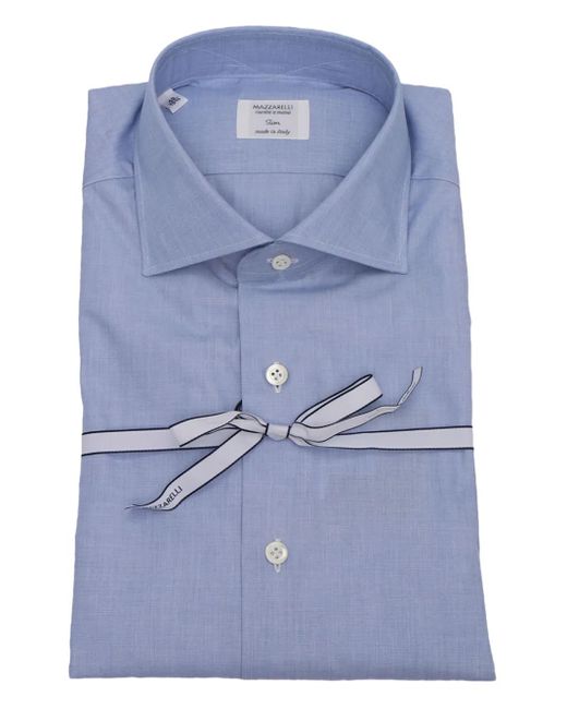 メンズ Mazzarelli コットン シャツ Blue