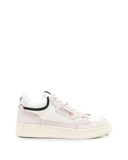 Autry White Panelled Logo-Patch Sneakers for men