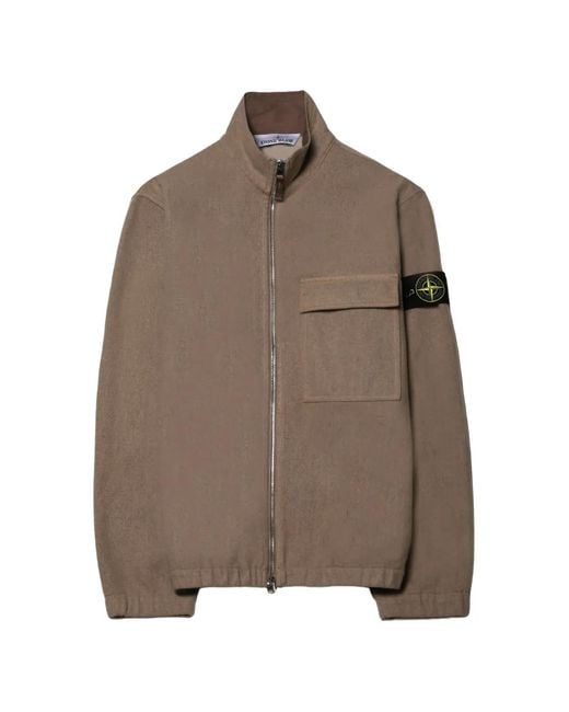 Stone Island Brown 1200033 Wool Nylon Flannel-Tc Overshirt for men