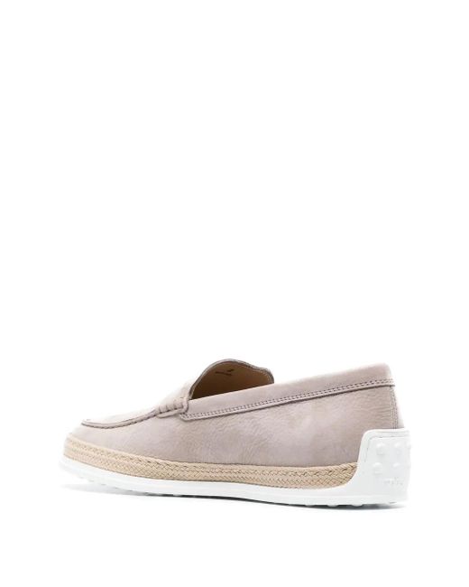 Tod's Natural Suede Embroidered Slip-On Loafers for men