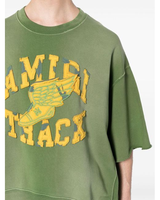 Amiri Green Crew-neck Short-sleeve Sweatshirt for men