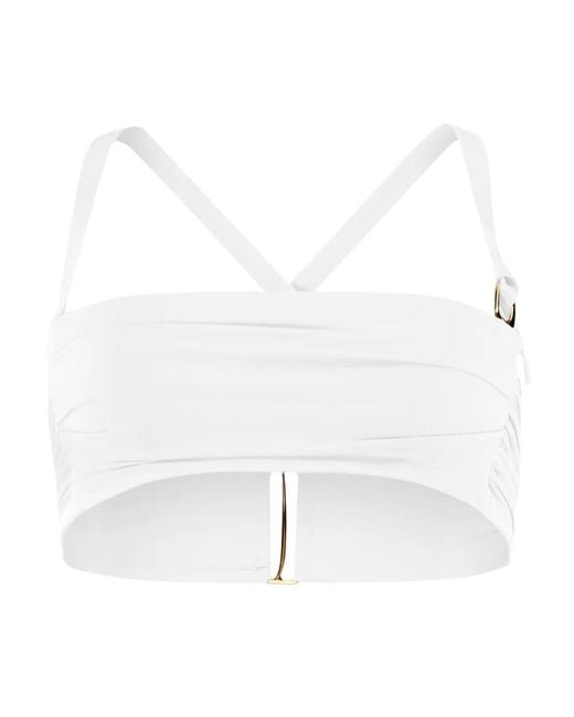 Jacquemus White Cross-Back Halterneck Bikini