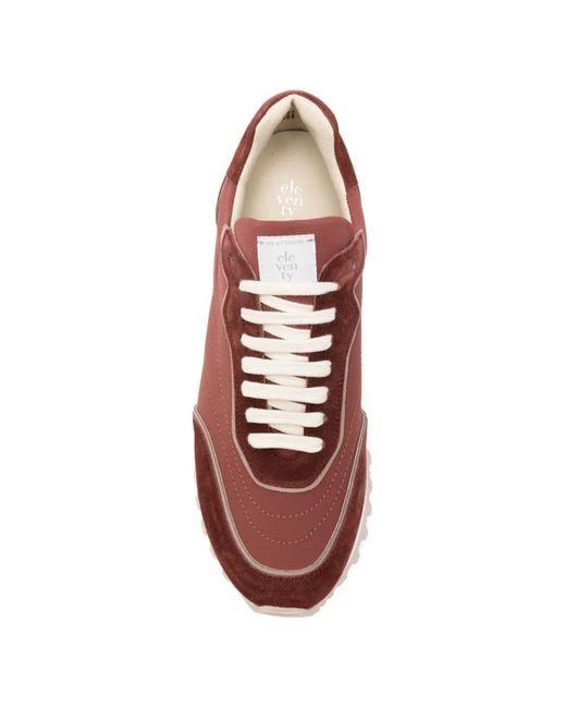 Eleventy Brown Panelled Lace-Up Sneakers for men