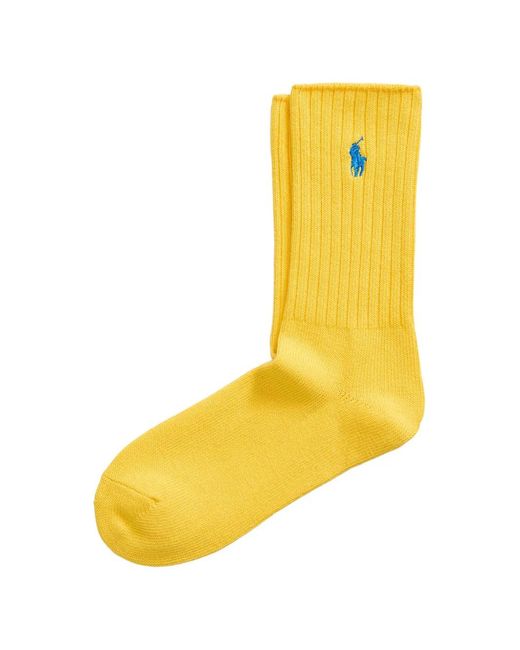 Polo Ralph Lauren Yellow Ribbed-Embroidered Socks