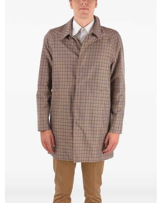 Corneliani Brown Checked-Pattern Single-Breasted Coat for men