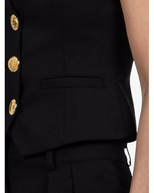 Franchise Black Anita Button V-Neck Waistcoat