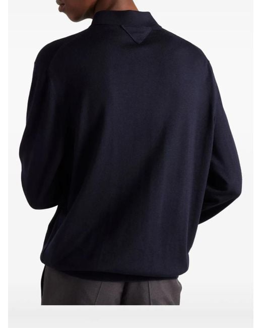 Prada Blue Buttoned Polo Shirt for men