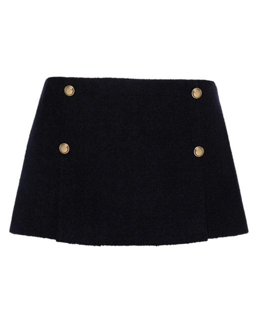 Falda de tweed plisada Miu Miu de color Black
