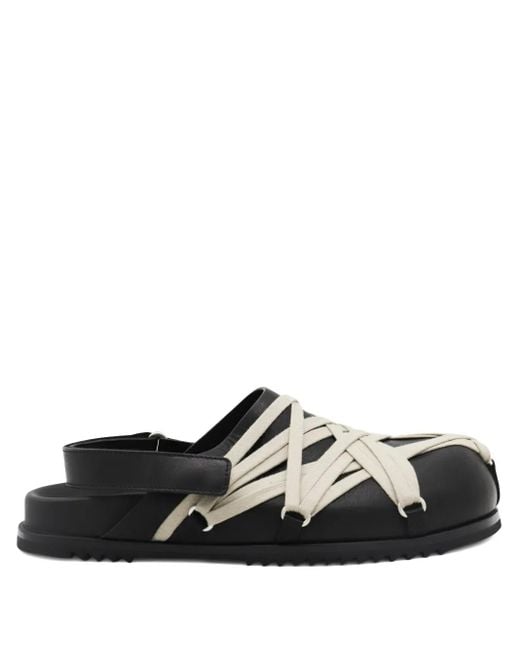Rick Owens White Leather Loafers With Crisscross Detail for men