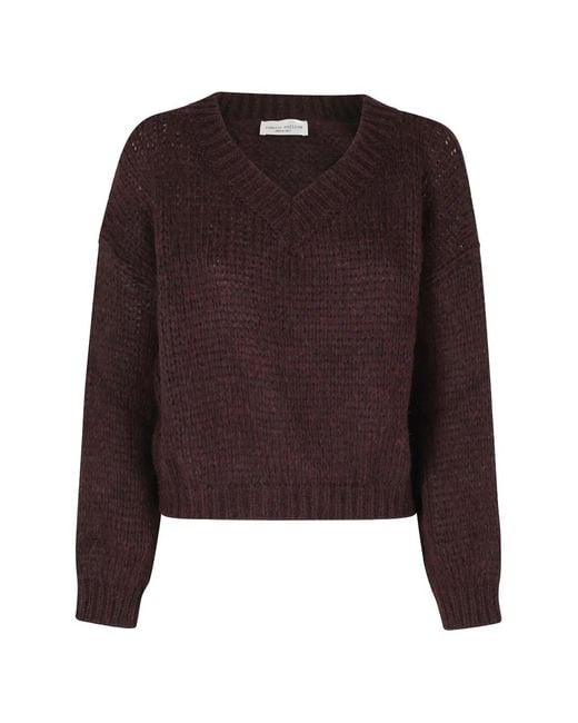 Roberto Collina Purple Chunky-Knit V-Neck Sweater