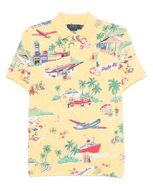 Polo Ralph Lauren Yellow Illustration-Print Polo Shirt for men