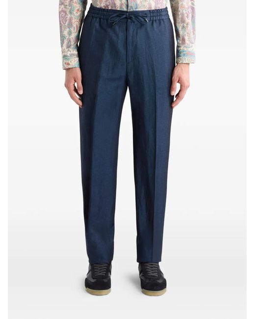 Etro Blue Regular Trousers for men