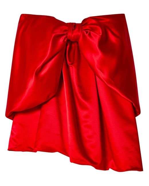 Simone Rocha Red Bow-embellished Satin Minidress