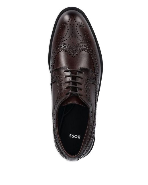 Brogues Stringate di Boss in Brown da Uomo