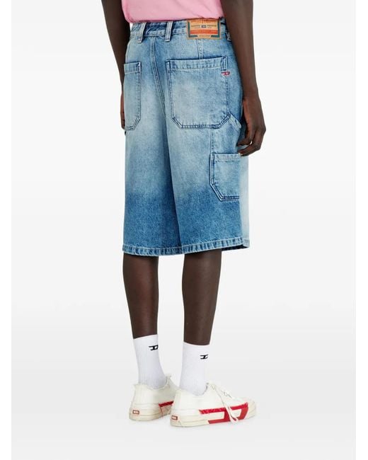 DIESEL Blue Distressed-Finish Cargo Shorts for men