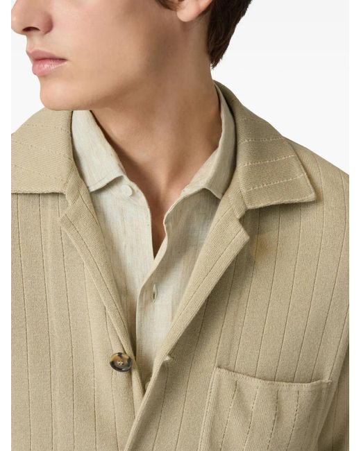 Lardini Natural Single-Breasted Knit Jacket for men