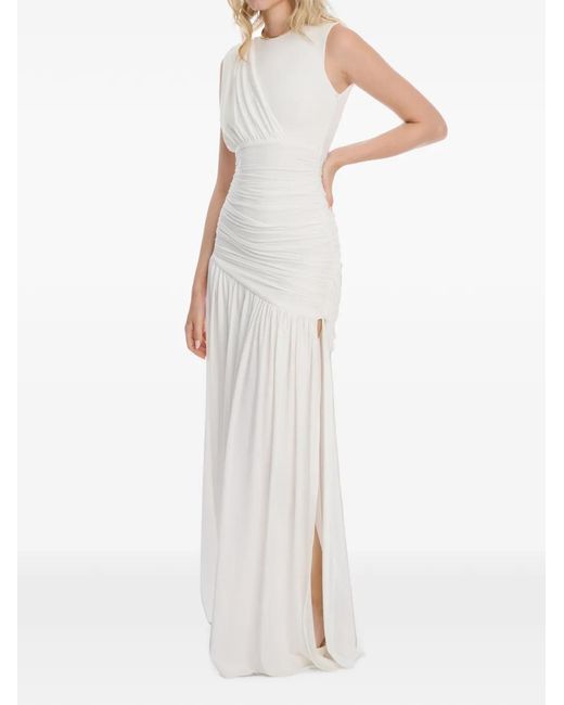 Axel 113 White Isabell Ruched Sleeveless Maxi Dress