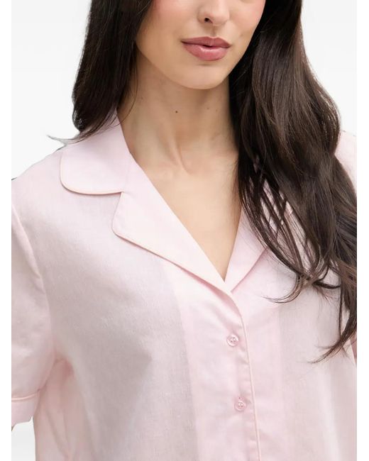Guess Pink Short-Sleeve Button-Down Pajama Set