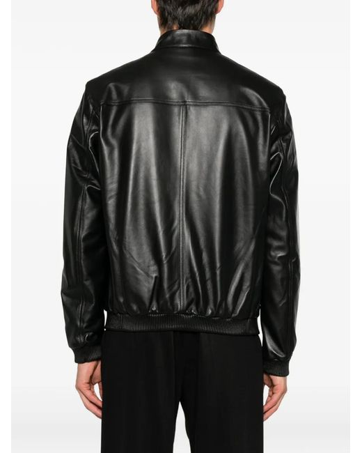 SERGIO MORETTI FIRENZE Black Zip-Up Leather Jacket for men