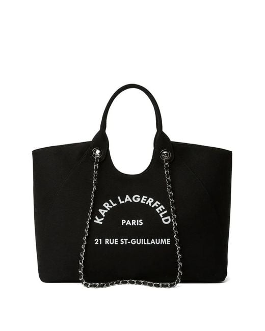 Karl Lagerfeld Black Sac Cabas Rue St Guillaume À Bride En Chaîne
