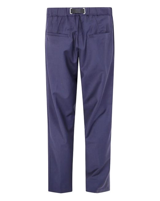 White Sand Blue Aldjustable-Belt Wool Trousers for men