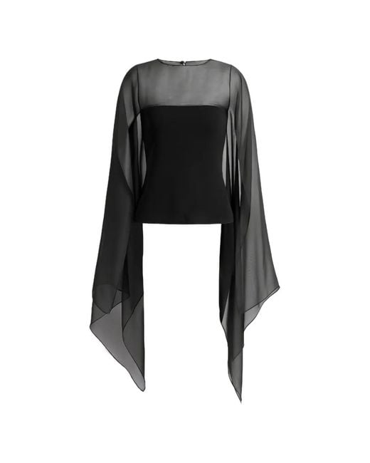 Alberta Ferretti Black Draped Overlay Top