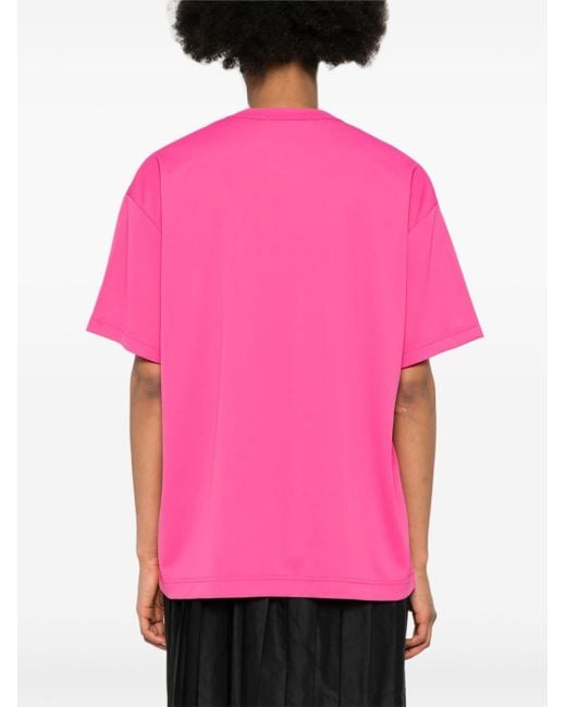 Comme des Garçons Pink Tonal-stitching Short-sleeve T-shirt
