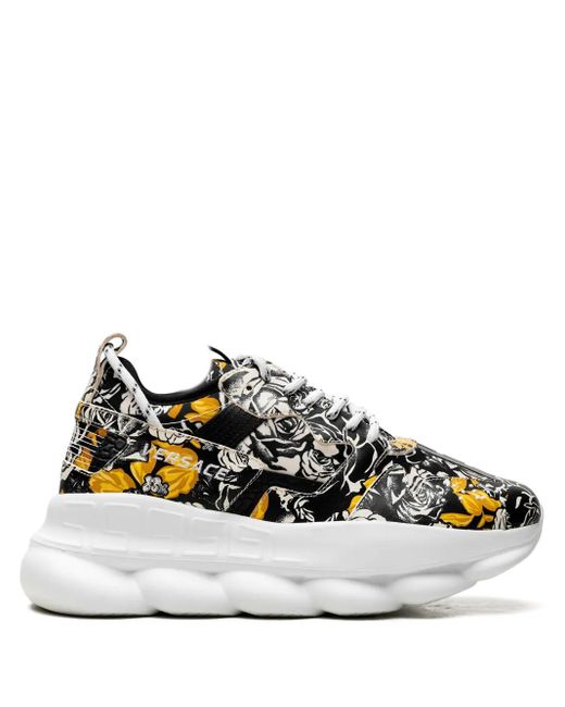Versace Black Chain Reaction "Baroque Floral" Sneakers for men