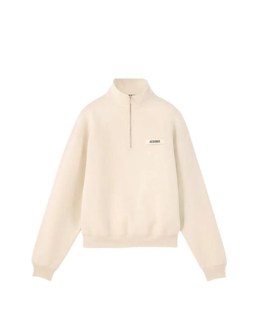 Jacquemus Natural Logo-Patch Quarter-Zip Sweater for men