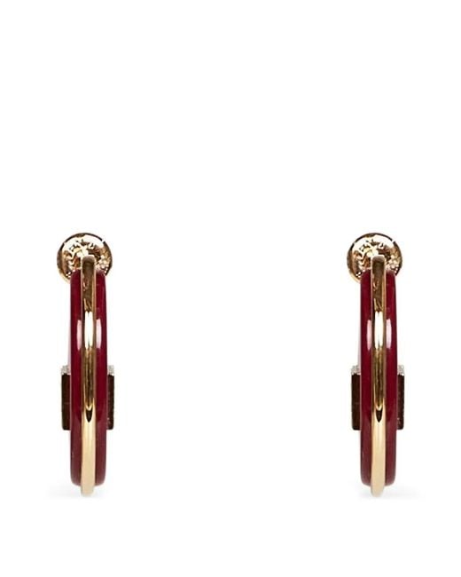 Fendi White Logo-Plaque Earrings