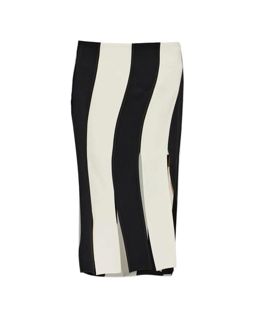 Entire studios Black Striped Midi Skirt