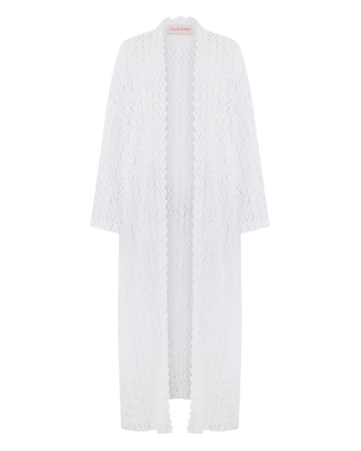 Valentino Garavani White Long-Sleeve Lace Kimono