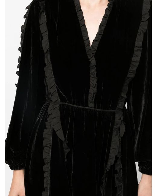 Ulla Johnson Mini-Jurk Met Ruches in het Black