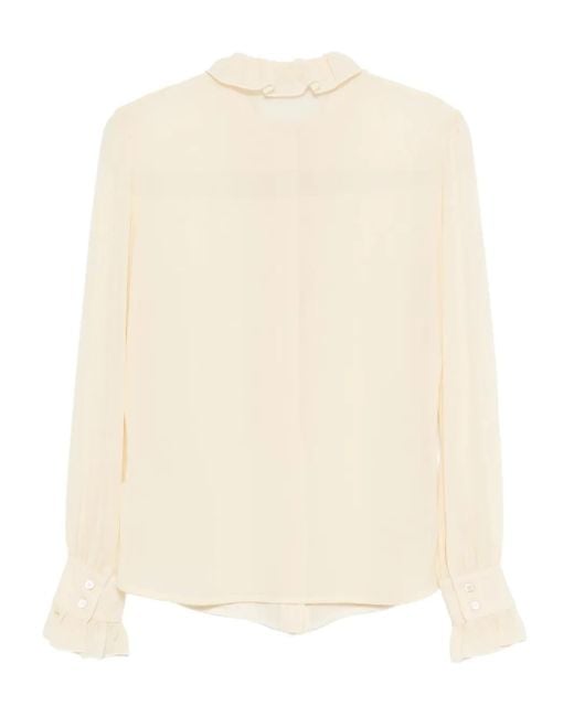 Vivetta Natural Ruffled Silk Blouse