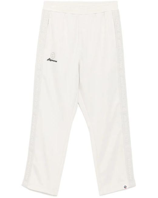 Aape By A Bathing Ape White Moonface-Logo Track Pants for men