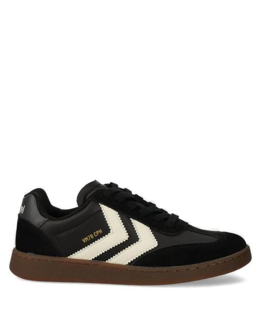 Hummel Black Chevron-Detail Low-Top Sneakers