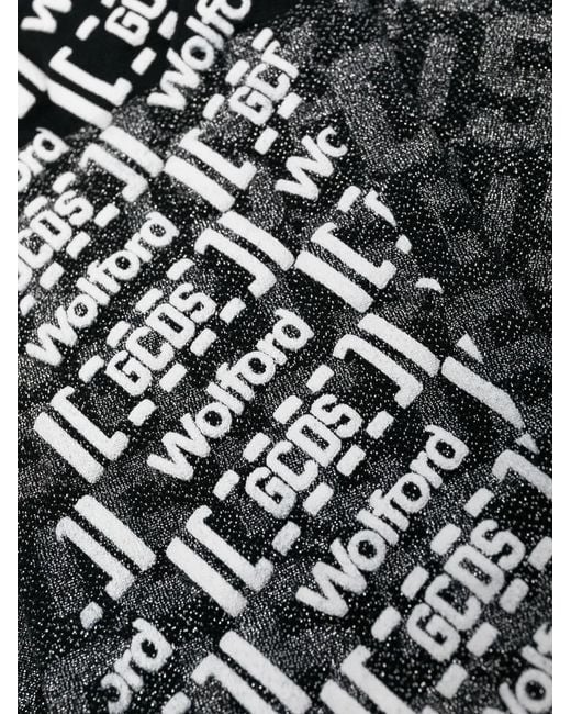 Wolford Gray X Gcds Monogram-pattern Socks