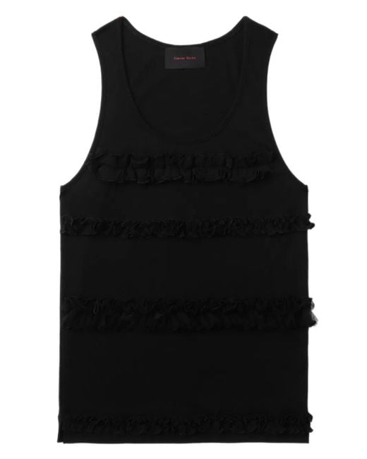 Simone Rocha Black Ruffled Tank Top for men