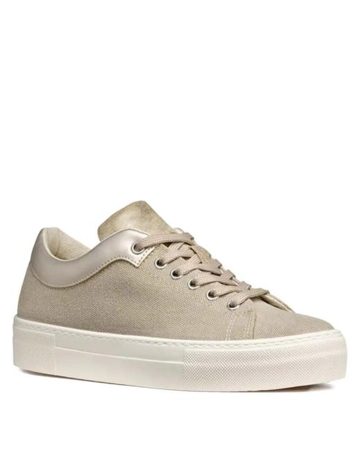 Sneakers Claudin A Con Inserti Metallizzati di Geox in Natural