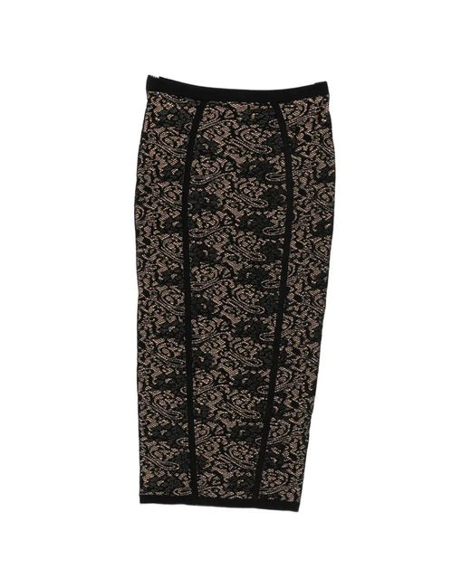 Elisabetta Franchi Black Lace-Pattern Logo-Detail Midi Skirt