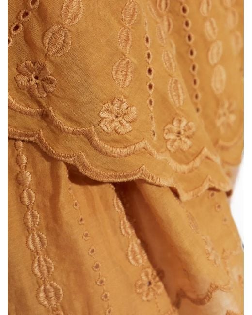 Isabel Marant Natural Layale Broderie-Anglaise Ruffled Skort
