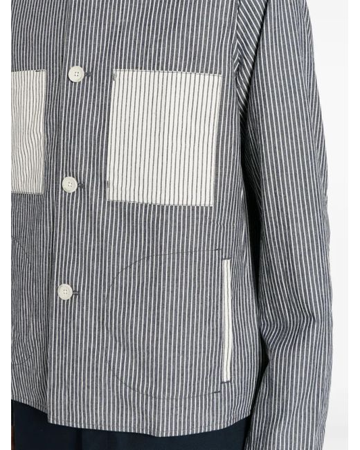 Private Stock Gray The Musashi Striped Shirt Jacket for men