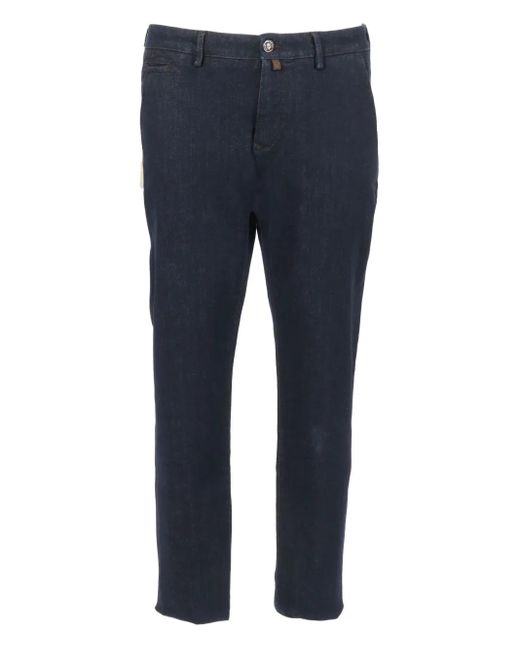 Jacob Cohen Blue Welt-Pockets Belt-Loops Trousers for men