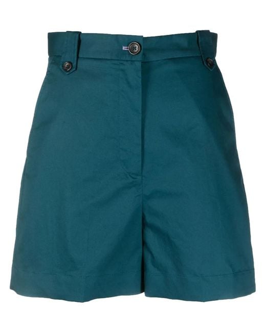 Paul Smith Green Cotton High-waisted Shorts