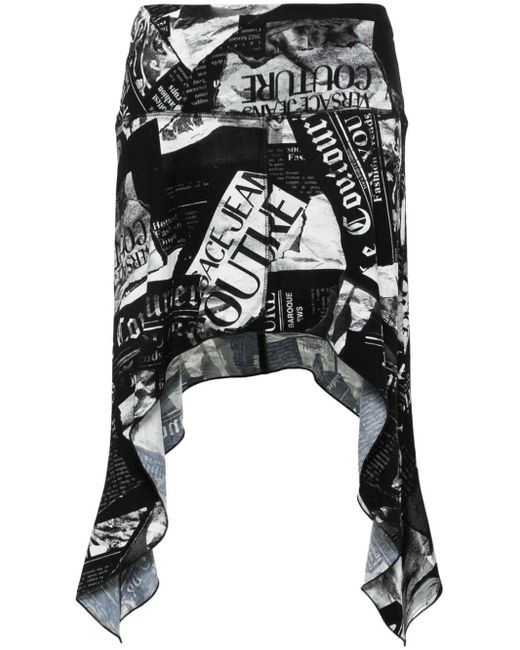 Versace Black Newspaper-print Mini Skirt