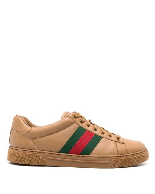 Gucci Brown Ace Leather Sneakers for men