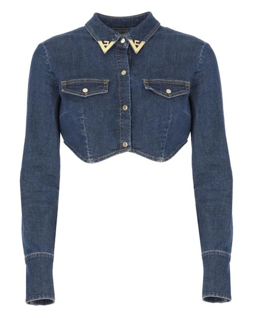 Top Denim Crop di Elisabetta Franchi in Blue