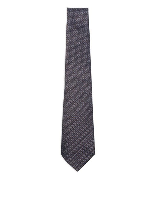 Canali White Geometric-Pattern Silk Tie for men